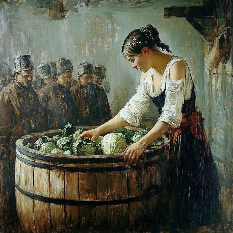 Квашеная капуста в кадке