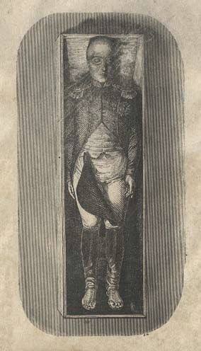 Наполеон, в том виде, как он был найден при вскрытии его гроба, на острове Св.Елены, 15 октября 1840 год. 